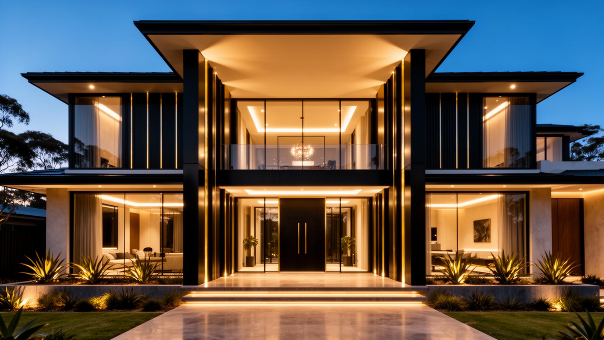Luxury custom home built by BRC Homes at twilight